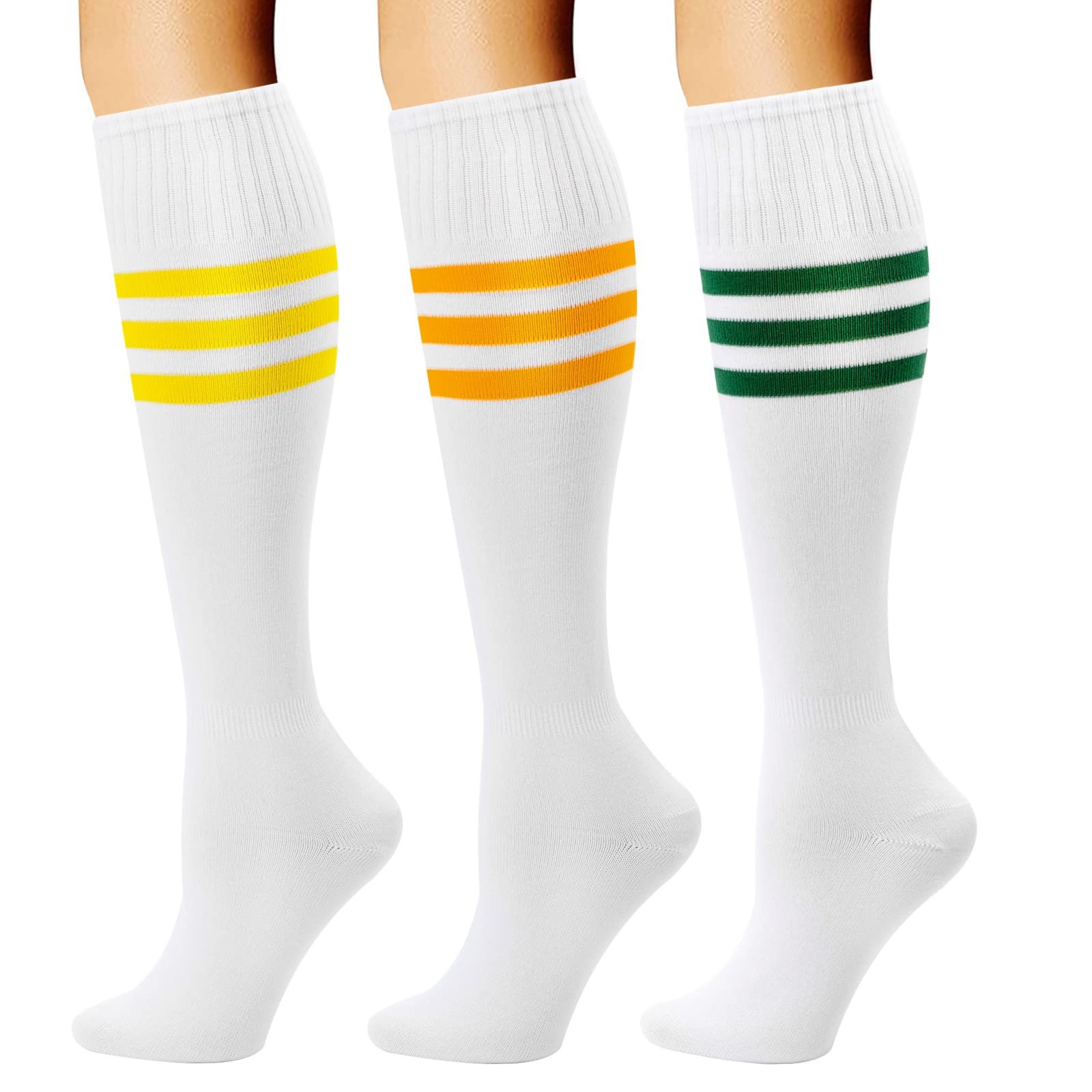 Calcetines de Fútbol a Rayas hasta la Rodilla DRESHOW (3 Pares)