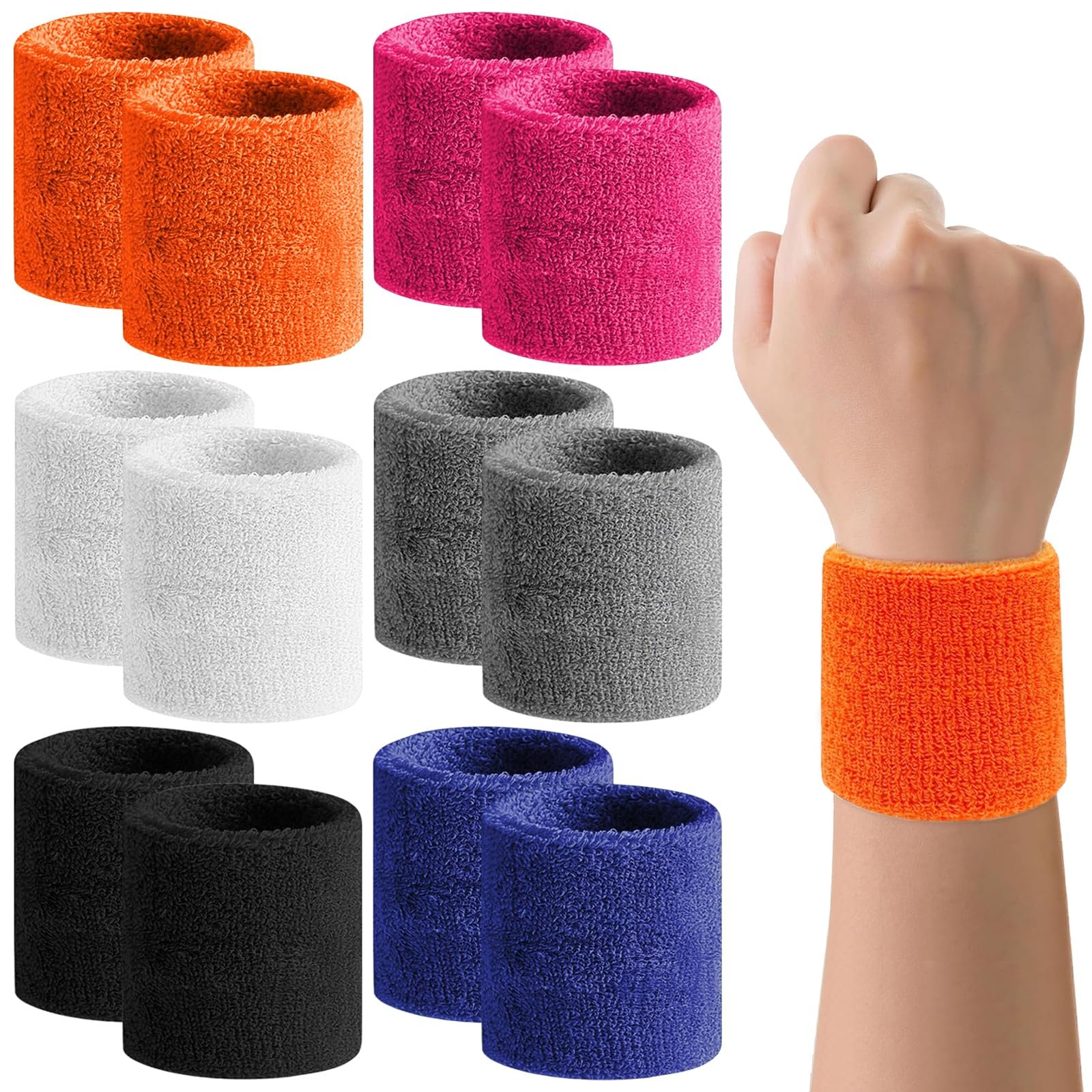 Muñequeras Deportivas para el Sudor (12 piezas, 6 colores)