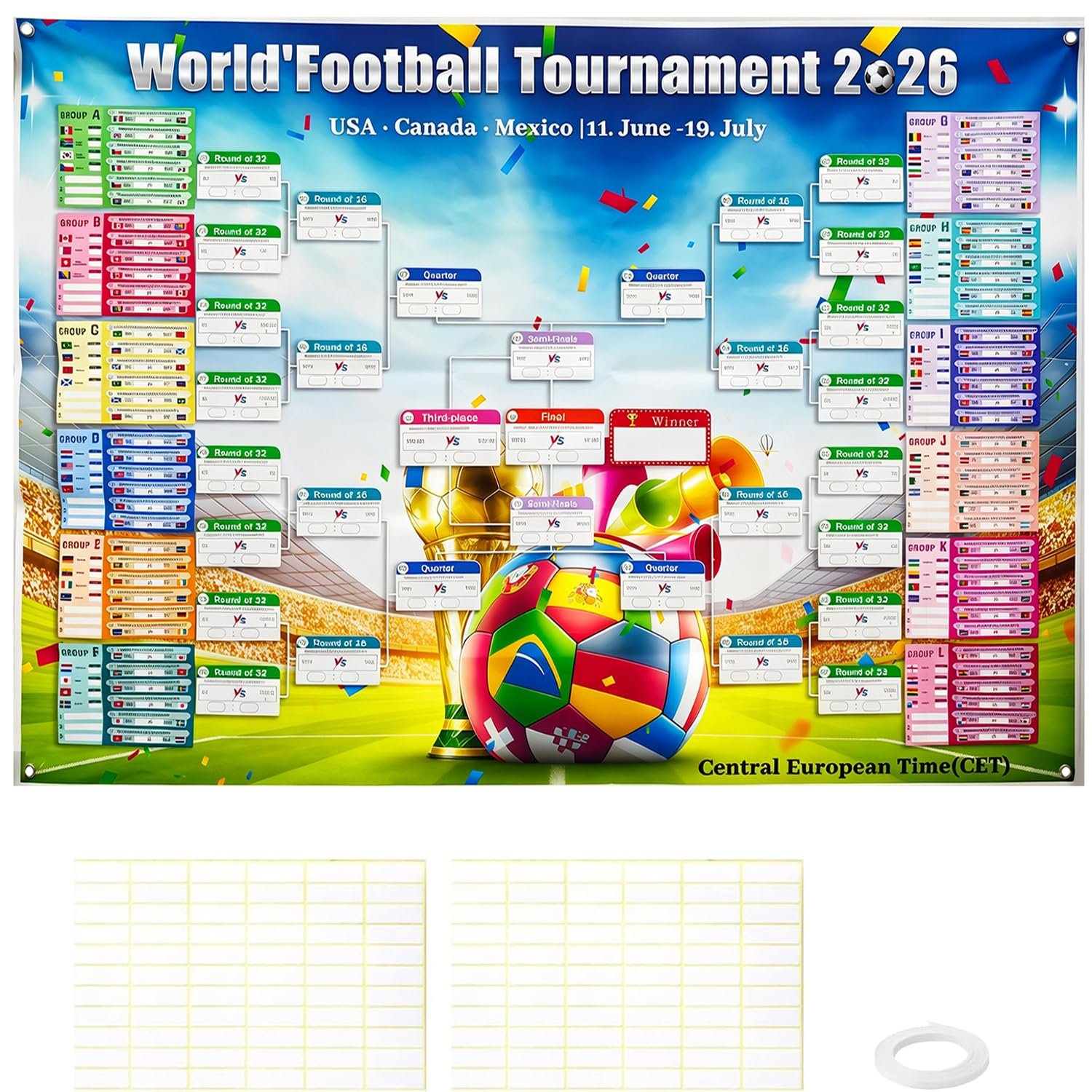 Póster Calendario Mundial de Fútbol 2026 (150x100 cm)
