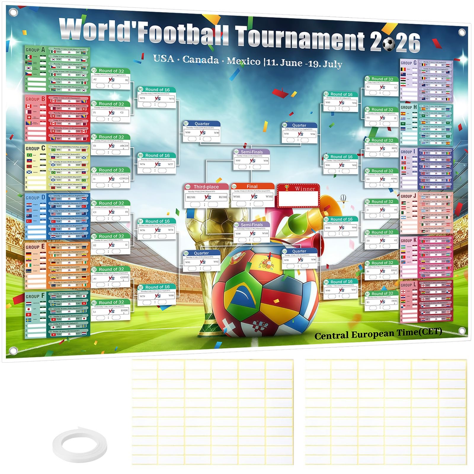 Póster Calendario Copa del Mundo 2026 (48 equipos)